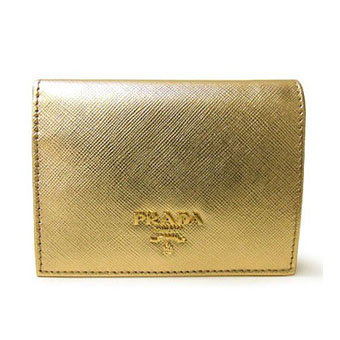 PRADA プラダ 二つ折り財布 コピー 1M0204  SAFFIANO MULTIC 型押しカーフ PLATINO+PEON ゴールド×ピンク